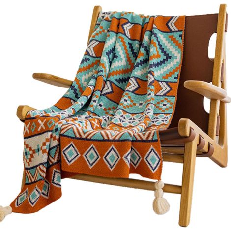 Plaid bohème Grande Couverture Lit Douillette Toutes Saisons Jeté Rustique Couverture D'Automne Pour Lit Canapé Fauteuil Chaise Salon Chambre Jeté Décoratif Style Ferme (1/5)