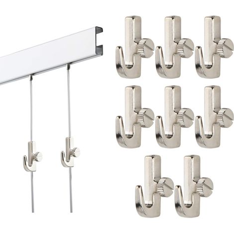 Lot de 10 Crochets Mini Argentés, Accessoires pour Cimaise et Rail de Tableau, Crochets à Visser Idéal pour Suspension d'Art et Tableaux (1/5)