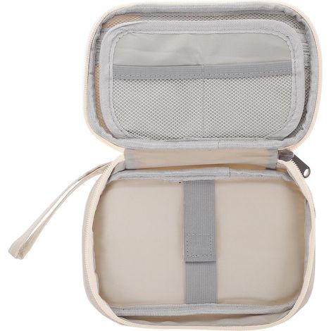 Paquet de Rangement pour Câbles Électroniques Multifonction en Polyester et PU Beige, Organisateur de Voyage Compact pour Téléphone et Écouteurs, Protection Efficace en Intérieur (1/5)