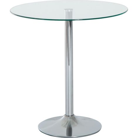 Table ronde argentée en verre trempé pour 2 places, design moderne et lumineux pour petit espace repas et cuisine design