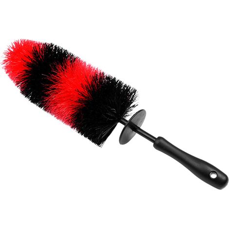 Juego de 2 cepillos rojos para limpiar ruedas de neumáticos de fibra de poliéster. (1/2)