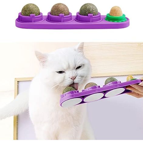 Catnip Balls Jouet pour Chats rotatifs et gourmands, avec Catnip Naturel et balles adhésives (Violet)