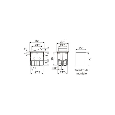Pulsador Basculante Bipolar 16A/250Vac Color NEGRO 11.405PN (1/2)
