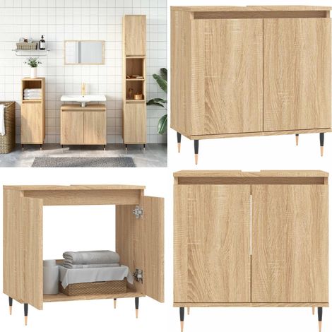 Armoire de bain chêne sonoma 58x33x60 cm bois d'ingénierie - Meuble De Salle De Bain - Armoire De Salle De Bain - Rangement Salle De Bain - Commode Salle De Bain - Design Industriel - Home & Living (1/5)