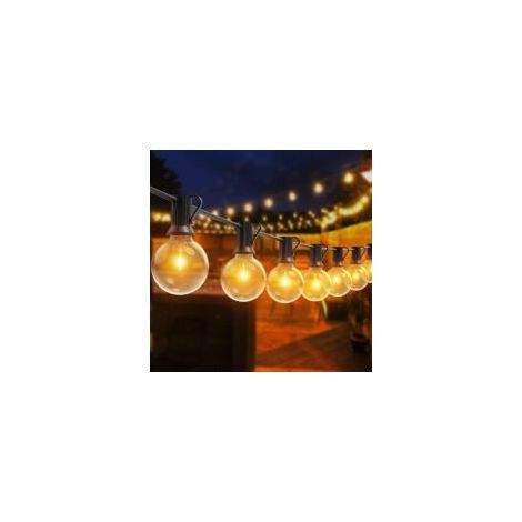 Lichterkette für den Außenbereich, 30 m LED-Lichterkette mit 50+2 bruchsicheren Glühbirnen, IP44 wasserdichte LED-Lichterkette für Terrasse, Garten, Hochzeit, Party - Crezuo (1/4)