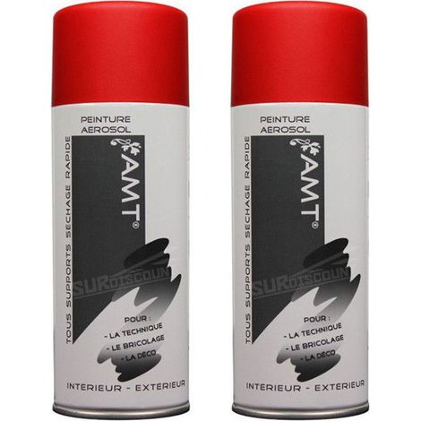 Bombe de Peinture - AMT - BPA002 - Lot de 2 - Rouge Mat - 330ml - Séchage Rapide (1/2)