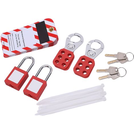 Kit de consignation électrique avec cadenas résistant à la corrosion et étiquettes de sécurité pour cadenassage (1/5)