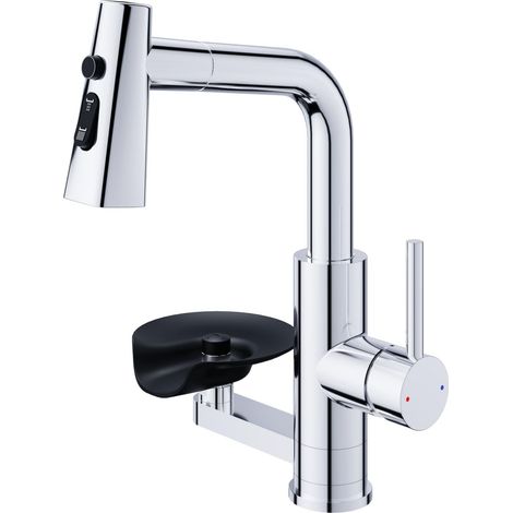 Robinet de Cuisine Douchette avec Lave Verres, 3 Modes de Jet, Chromé