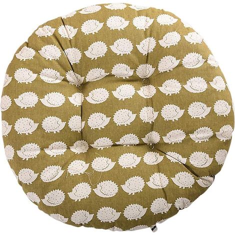 Coussin rond pour chaise d'extérieur, 40 cm, coton et lin, motif hérisson, fleurs et animaux (1/5)