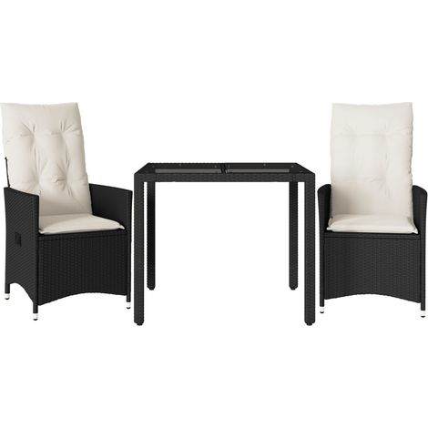 Maison Exclusive - Set da Bistrò 3 pz con Cuscini Nero in Polyrattan