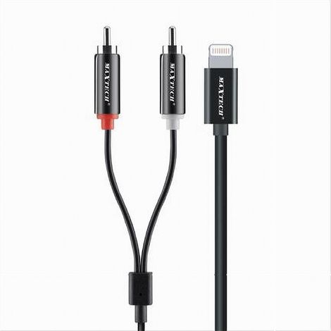 Trade Shop - LIGHTNING-KABEL AUF 2XRCA 150CM STEREO-ADAPTER Y-SPLITTER AUDIO 4D SOUND RCA-IP01 -