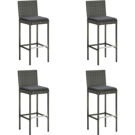 Lot de 4 Tabourets de bar de jardin,Chaises hautes de Jardin et coussins résine tressée -44023 (1/5)