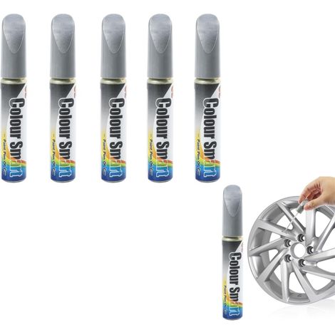 5 Pcs (Argent) Efface Rayure Voiture,Stylo Efface Rayure Voiture,Stylo Rayure Voiture,Peinture Voiture Carrosserie,Stylo Reparation Rayure Voiture,Peinture Jante,Convient aux Voiture,Motos,Vélos,etc