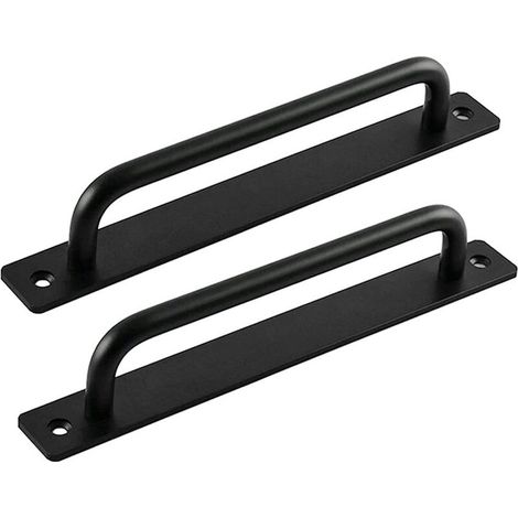 Poignee Porte Coulissante, 2 Pièces Poignée de porte Grange, Poignée de Porte en Noire, Poignées de Porte Intérieure Extérieure Avec Vis, pour Cuisine, Meubles, Armoires, Placards, Portes (1/5)