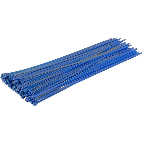 Lange, robuste silberne Kabelbinder, 370 mm x 4,8 mm, 100er-Packung, aus hochwertigem Nylon, 370 mm x 7,6 mm Reißverschluss, blau