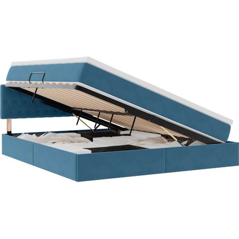 Maison Exclusive - Lit de Rangement avec matelas Bleu foncé 160 x 200 cm Velours