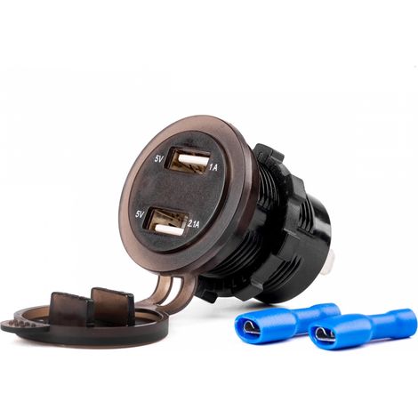 Caricabatterie impermeabile con prese e tester di tensione 2x USB 12V 24V MOD-06 amio-02856 (1/5)