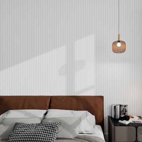 Panel revestimiento pared 270x25x1.6 cm pintable 3D poliestireno Calora Paintable Line White Bold (0.68 m²/ud). Caja 3uds (2,04 m²/caja) (1/5)