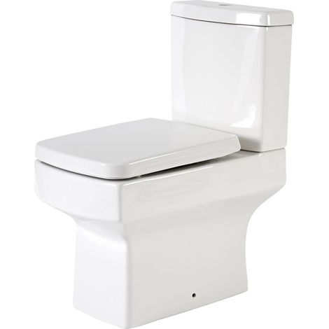 Milano Elswick White Ceramic Close Coupled Bathroom Toilet Pan WC and Cistern with Soft Close Seat - Chrome Flush Button (1/3)