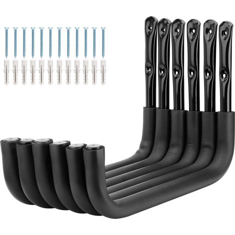 Crochets de garage, crochet de rangement pour kayak, lot de 6 crochets utilitaires robustes pour outils de jardin, échelle, canoë, planche de surf, tuyau, chaise pliante, vélo, snowboard (1/5)