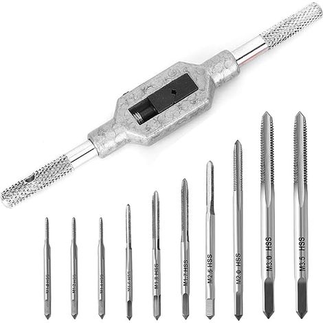Machos mini HSS métricos M1 a M3.5 con llave ajustable (1/5)