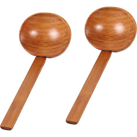 Cuillère En Bois Naturel - Manche Long 21,5 Cm - Pour Soupe Riz Noodle Hot Pot - Usage Cuisine Maison Et Restaurant - Lot De 2 (1/5)