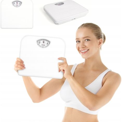 Báscula de baño mecánica analógica clásica de hasta 130 kg, modelo IZ9201, color blanco.