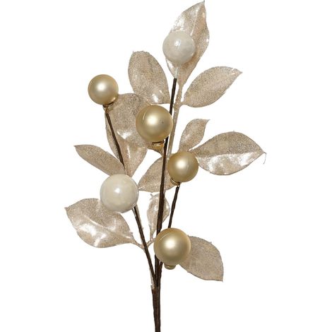 Ramo decorativo glitter altezza 36 cm perla Peraga Christmas