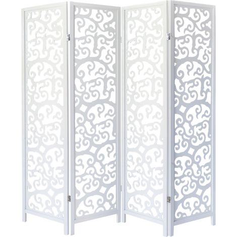 Paravento divisorio Tree design 4 pannelli in legno bianco 175 x 176 cm PAR06085