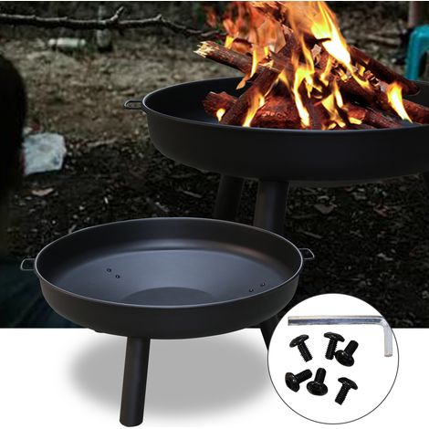 SWANEW Ciotola del fuoco con manici e gambe rimovibili. ciotola del fuoco ghisa zincata. camino per il giardino. cesto di fuoco e canna del fuoco Ø 82 cm (1/5)
