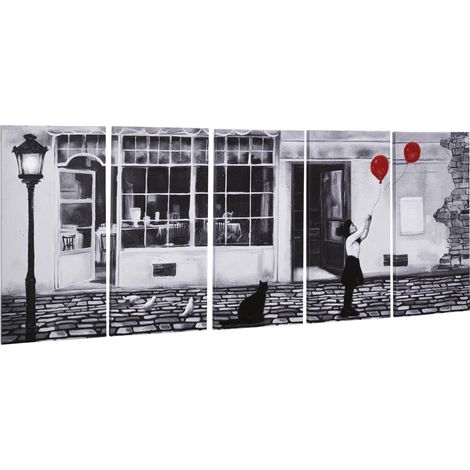 Impression sur toile 80x40cm lot 5 pièces toile pin vernis à l’eau décoration maison bureau noir blanc rouge