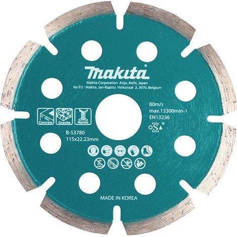 Makita Accesorios - Disco de corte de diamante materiales duros 115x22,2 mm B-53780