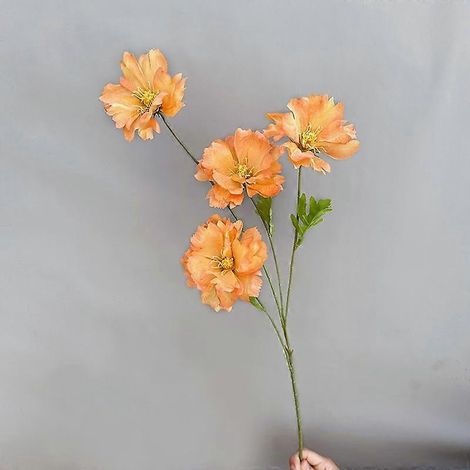 Orchidée artificielle à 4 têtes, fleur en soie simulée, décoration de mariage « Coucher de soleil », fleurs simuléesorange (1/5)