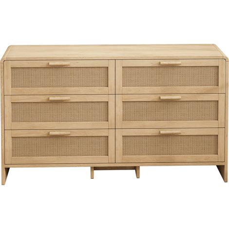 Aufbewahrungskommode aus Natur-Rattan 130 x 40 x 74 cm mit 6 Schubladen (1/5)