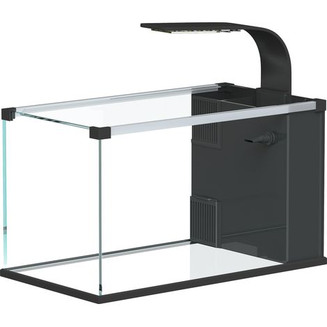 PawHut Acquario 24L, Acquario in Vetro con Filtro e Luce LED