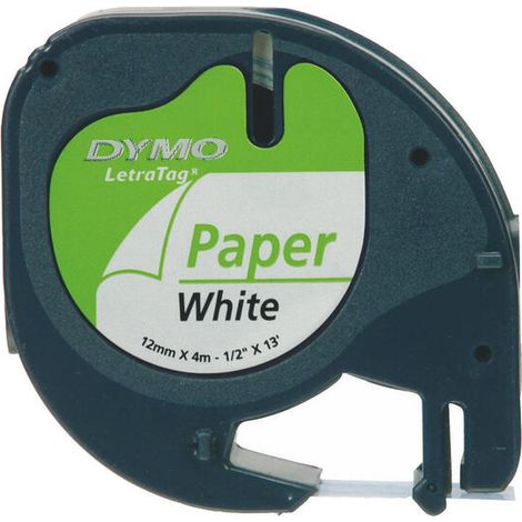 Cinta Rotuladora Adhesiva de Papel Dymo 59421/ para Letratag/ 12mm x 4m/ Blanca