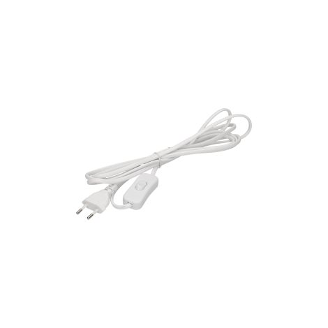 Câble d'alimentation 3 m - Blanc - Avec interrupteur marche/arrêt - Fiche plate pour éclairage
