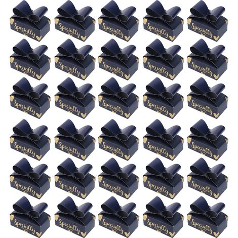 30 pièces boîtes à bonbons avec nœud papillon boîtes cadeaux en carton bleu 26,2x17,2 cm pour biscuits fête Noël anniversaires mariages fournitures (1/5)