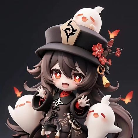 Handgefertigte Yae Miko Kinderfigur Hu Tao Ganyu, originales 2D-Göttermodell, Anime-Ornament, Sammlerstück aus Walnussholz, Bürodekoration. (1/4)