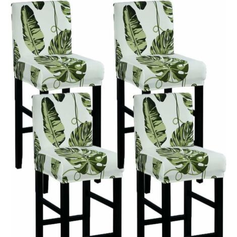 Housse de Chaise de Bar avec Dossier Housse de Tabouret de Bar Extensible Housse de Tabouret à Dossier Bas Lot de 4 (1/5)