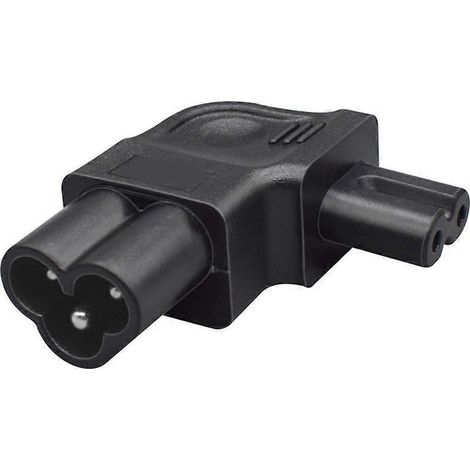 Adaptateur secteur convertisseur C6 vers C7, en forme de figure 8, coude à gauche, connecteur mâle vers femelle pour appareils électroniques (1/4)
