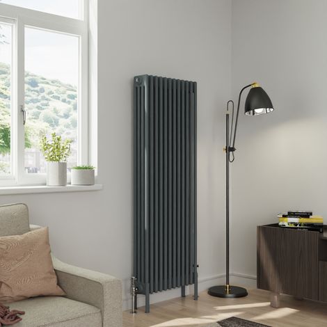 Warmehaus Traditional 4 Column Anthracite Radiator Cast Iron Style Radiators 1500x560mm