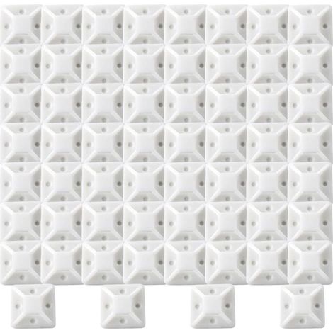 Embases Adhesive pour Attache de Cable 100 Pièces (20 mm x 20 mm) Serre Cable Adhesif Serre-Câbles Auto Adhésif Support de Serre Câble Plastique Embase pour Collier de Serrage Blanc (1/4)