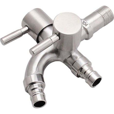 BEBUSINGOTO Robinet de Jardin à Double,Robinet Machine à Laver,Robinet Antigel,1/2" Sortie Robinet Double Sortie,Robinet Exterieur, pour Jardin, Extérieur, Cuisine, Salle de Bain, Machine à Laver