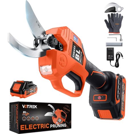 Secateur Electrique Sans Fil 40mm avec Batterie 2,0 Ah Incluse Sécateur pour Jardin et Arbres Fruitiers avec Lame SK5, Moteur Brushless 600W, écran LED, Double Sécurité, prêt à l’emploi (1/5)