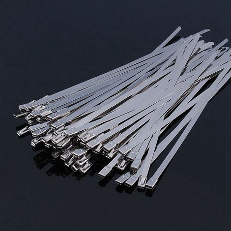 50 Stück 8" (4,6200 mm) Edelstahl-Kabelbinder, beschichtet, selbstsichernd, für Auspuffrohrschellen (1/5)