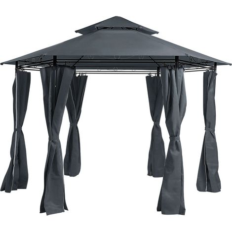 Gazebo PORTEL Metal 350 cm 350 cm Graphite Grey (1/5)