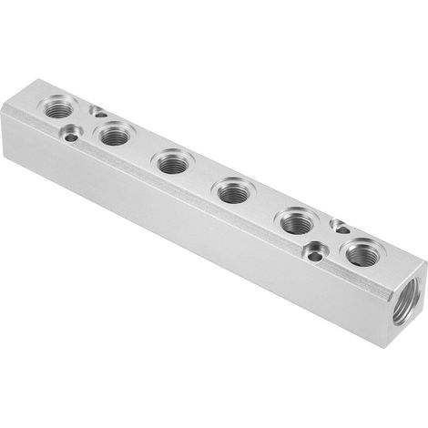 6 Voies 8 Port Air Collecteur, G1/2" G1/4" Aluminium Air Tuyau Intégré Collecteur Bloc Répartiteur Pneumatique Air Tuyau Raccord, Bleu (1/5)
