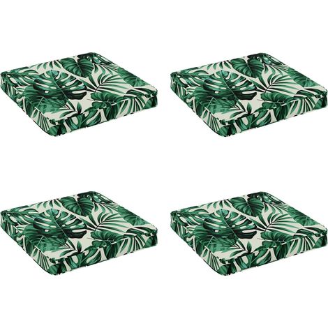 4-Piece Seat Cushions VUGHT 4 pcs 100% Polyester Leaf Pattern vidaXL