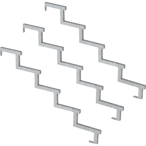 3er Set Stahl Treppenwange 5 Stufen - Option für Setzstufen-Höhe 85cm
